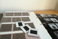 Analogue photo-documentation, black and white diapositives and film strips.